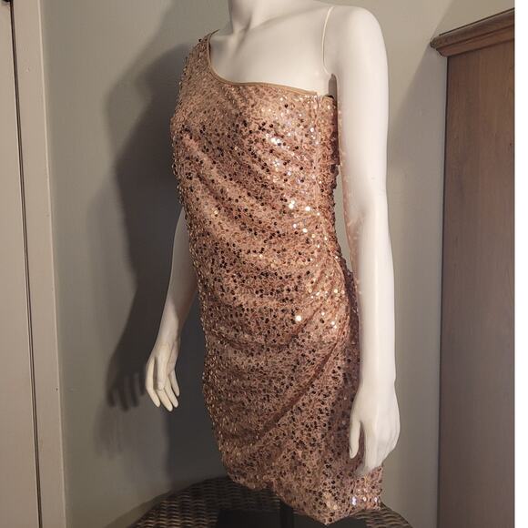 Deb Shops Sequin Mini Dress Juniors 13 Mallcore Y2K Party Clubwear One Shoulder - Picture 9 of 12